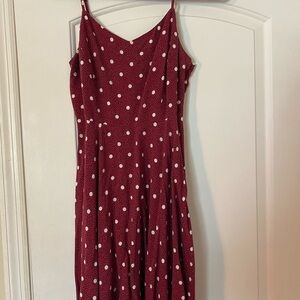 Old Navy Burgundy Polka Dot Midi Dress